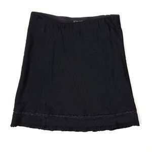 J. Crew Black Lace-Trim Slip Skirt in Matte Textured Satin XS